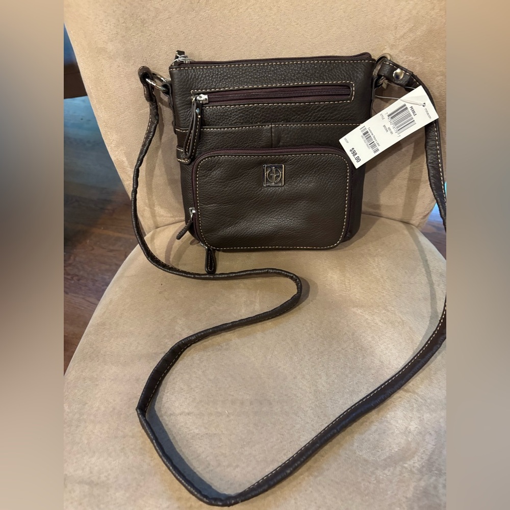 Giani Bernini Brown Leather Pebble Crossbody Bag